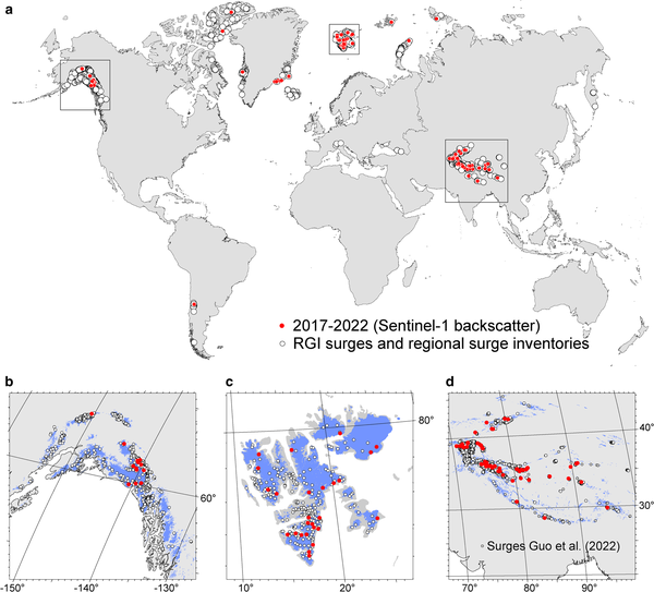 Maps of Sentinel-1 backscatter-derived glacier surges over 2017–22